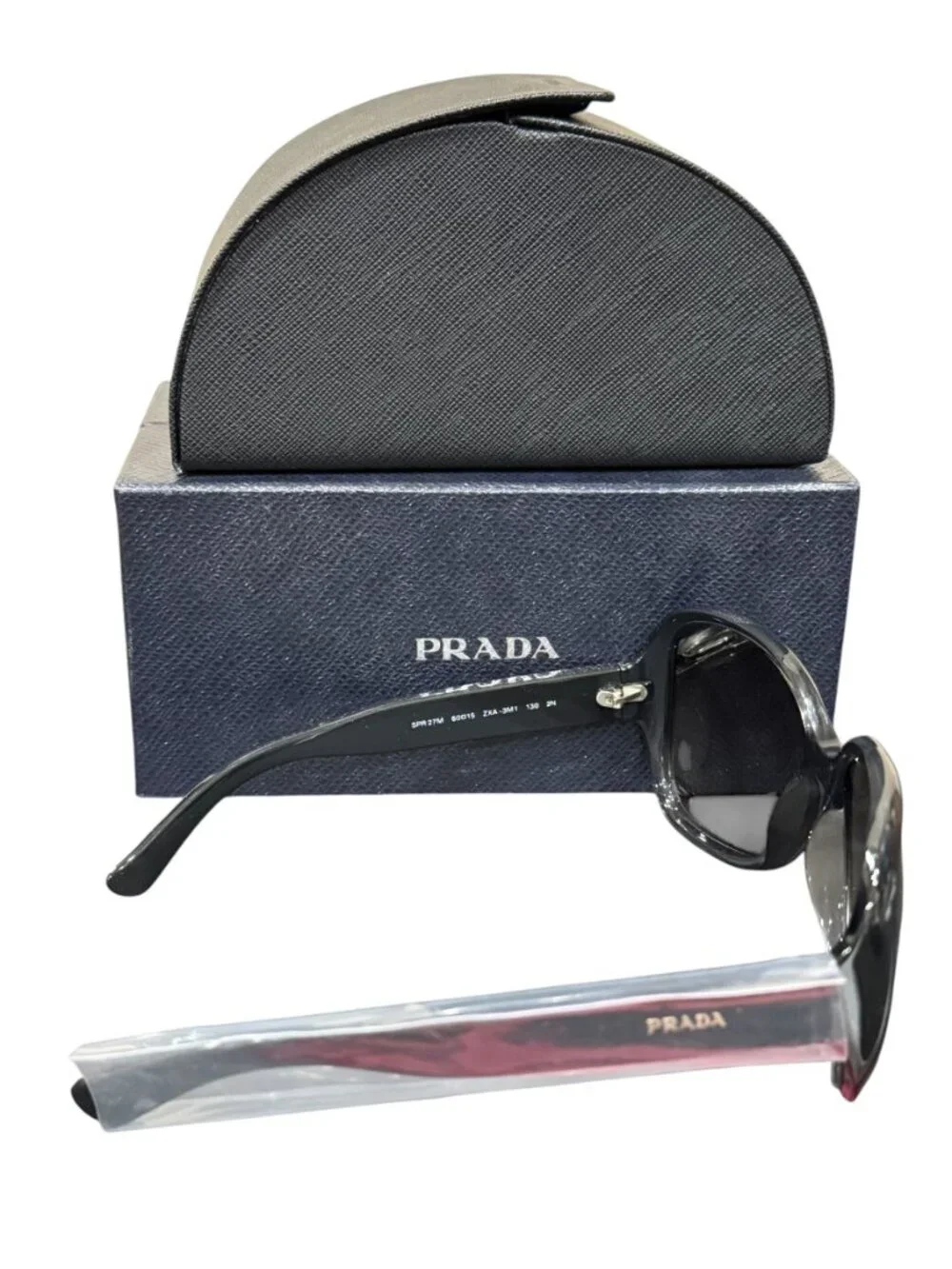 Prada SPR27M Black Oversized Womens Sunglasses 60D15 ZXA-3M1 130 2N NWT w/ Box - Picture 2 of 5